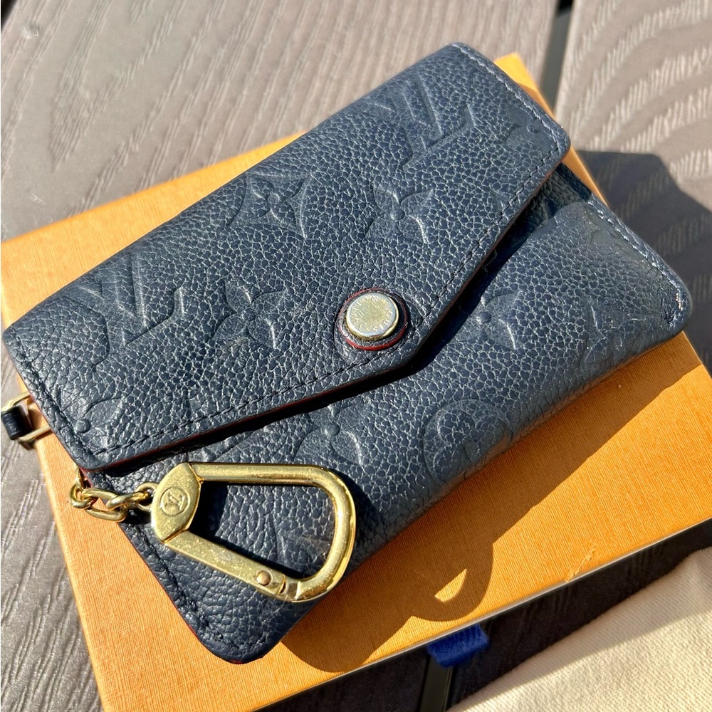 Authentic Louis Vuitton Monogrammed Leather Key Pouch - Navy Marine